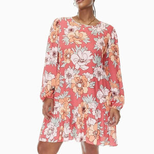 Aritzia Wilfred Lambrusco Tiered Mini Dress Dress Warm  Red Subtle Mint Floral